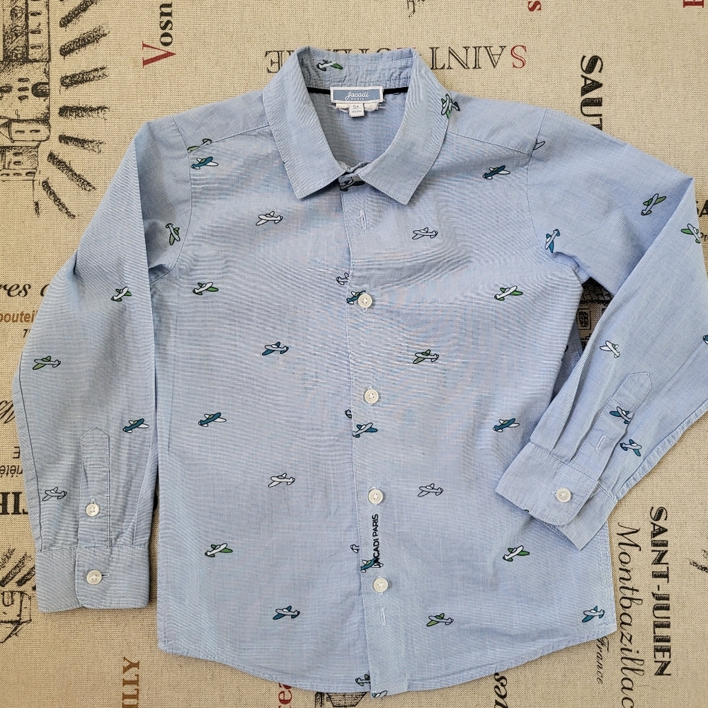 Men's Blue Shirt with Embroidered Details